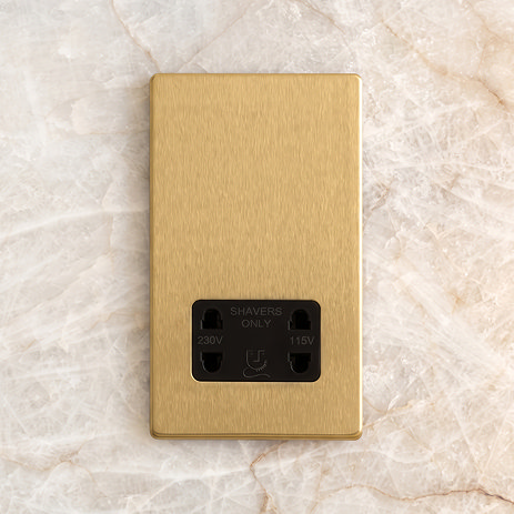 Shaver Socket Satin Brass Lifestyle