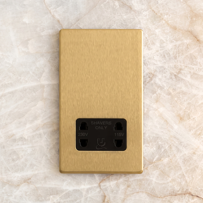 Shaver Socket Satin Brass Lifestyle