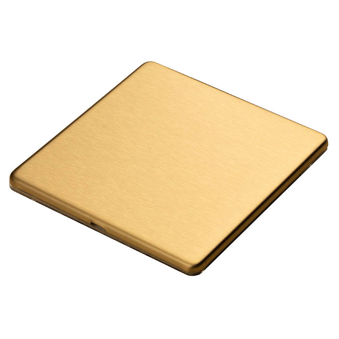 Satin brass single blank plate flat