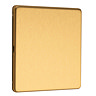 Satin brass single blank plate side angle