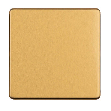Satin brass single blank plate side angle