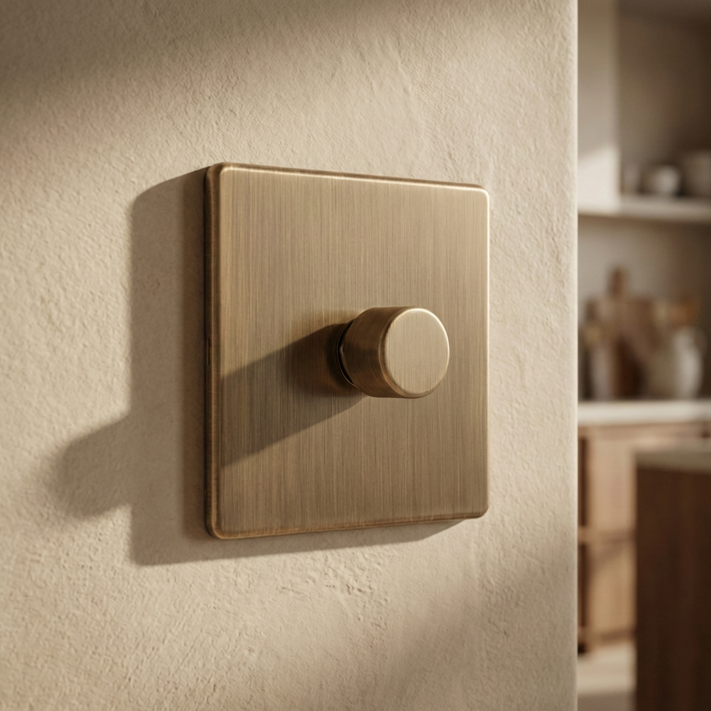 Lyss Single LED Dimmer Light Switch - Antique Brass | MFI