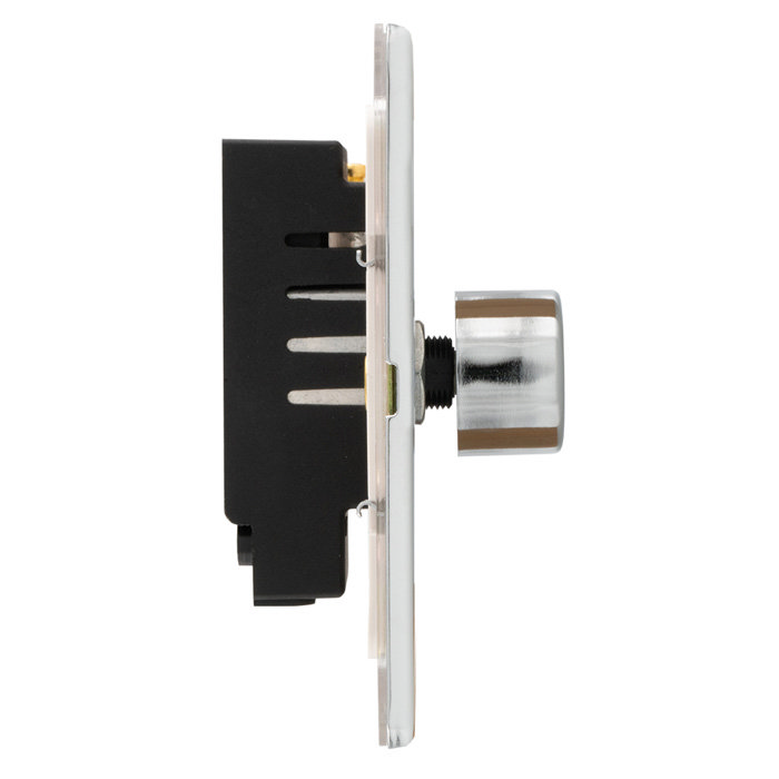 Polished Chrome single dimmer switch side cut out