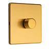 Satin brass single dimmer switch angle cut out