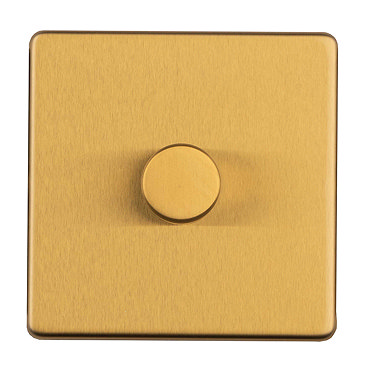 Satin brass single dimmer switch angle cut out