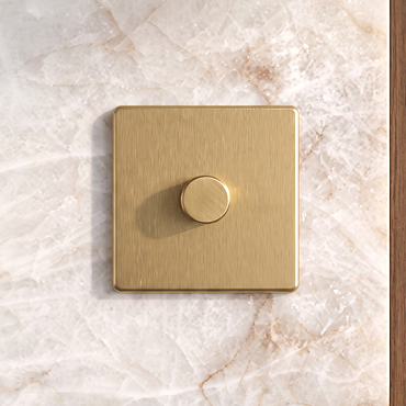 Single Dimmer Switch Satin Brass Cut Out