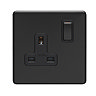 Matt Black Switched Single Socket Cut Out