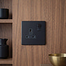 Matt Black Switched Single Socket View 2