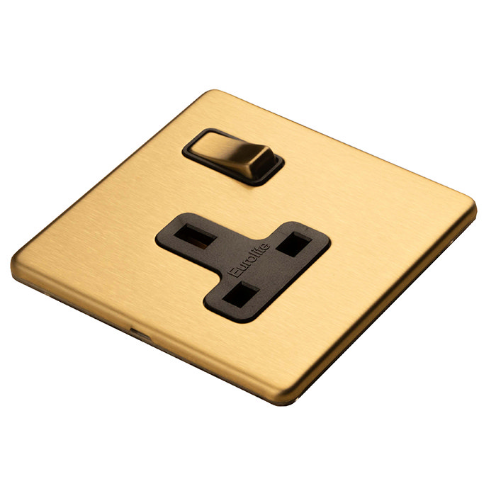 Satin Brass Single Socket Flat