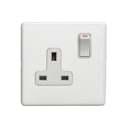 White Single Switched Socket Cut Out