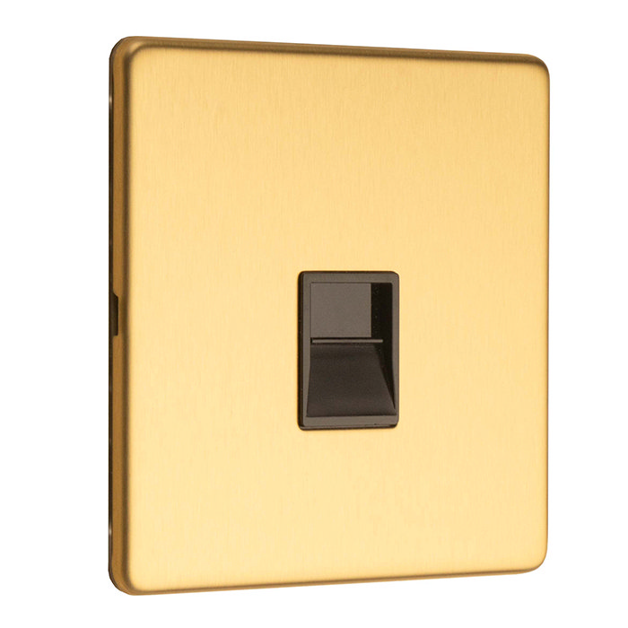 Satin Brass Telephone Socket Side Angle