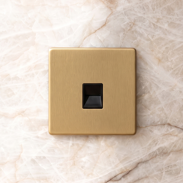 Telephone Socket Satin Brass Cut Out