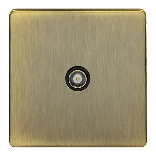 Antique Brass TV Aerial Socket Cut Out