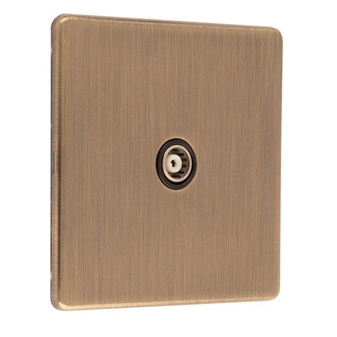 Antique Brass TV Aerial Socket Side Angle