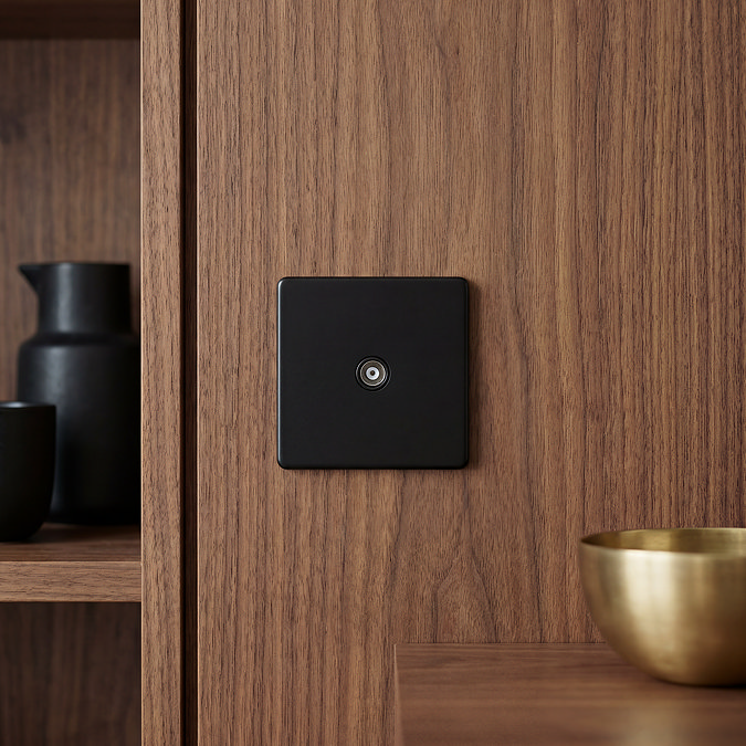 TV Aerial Socket in Matt Black Zoom Out
