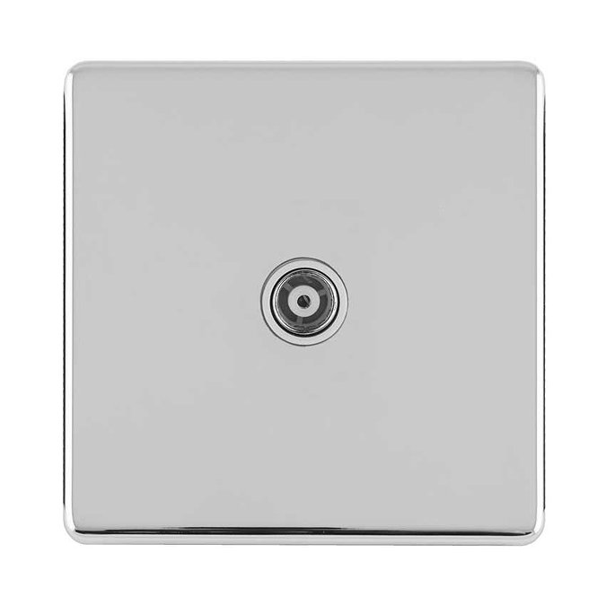 Single TV Socket Polished Chrome Cut Out