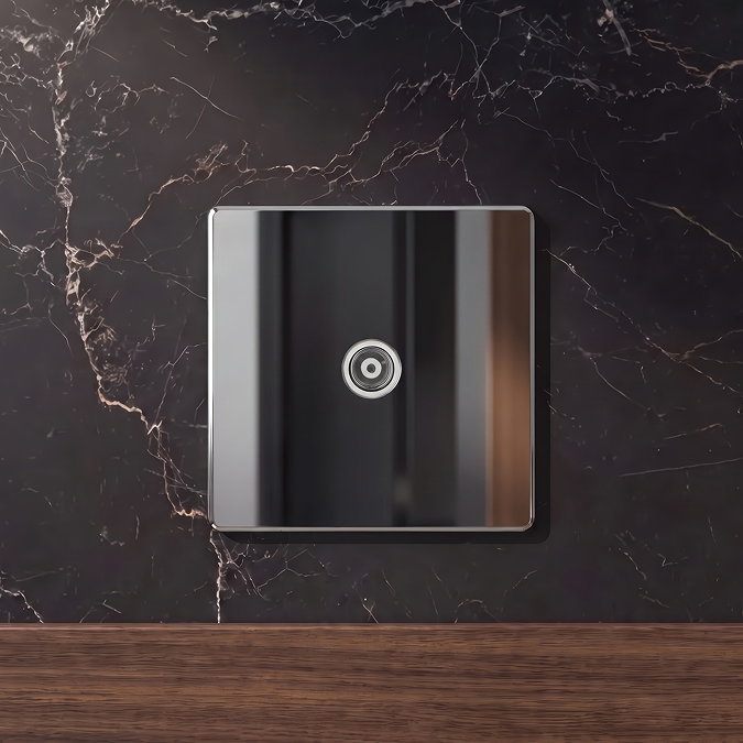 Single TV Socket Polished Chrome Lifestyle