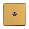 Single TV Socket Satin Brass Cut Out