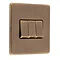 Antique brass 3 gang light switch side angle