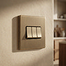 Antique brass 3 gang light switch lifestyle