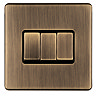Antique Brass 3 gang light switch