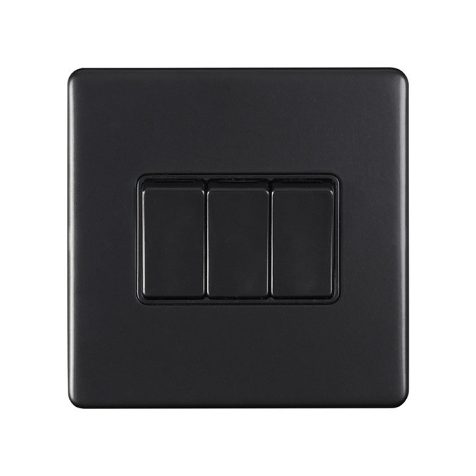 Matt Black Triple Light Switch Cut Out