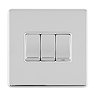 Triple Light Switch Polished Chrome Cut Out Front