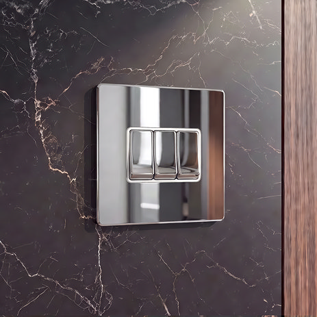 Triple Light Switch Polished Chrome Lifestyle