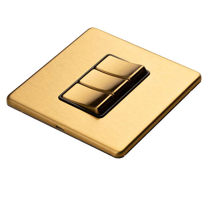 Satin brass 3 gang light switch flat