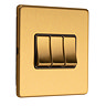 Satin brass 3 gang light switch angle