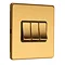 Satin brass 3 gang light switch angle
