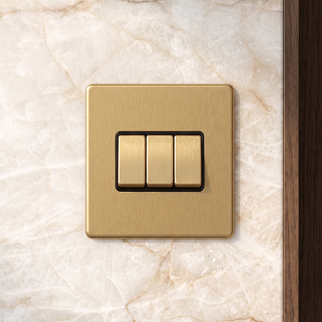 Triple Light Switch Satin Brass Lifestyle