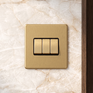 Triple Light Switch Satin Brass Cut Out