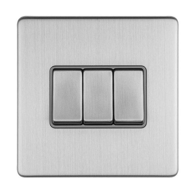 3 Gang Light Switch in Stainless Steel Cut Out