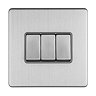 3 Gang Light Switch in Stainless Steel Cut Out