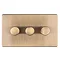 Antique brass triple dimmer light switch cut out