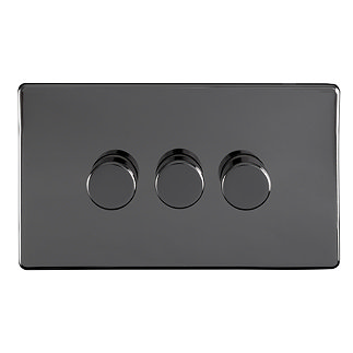 Black nickel triple dimmer switch cut out