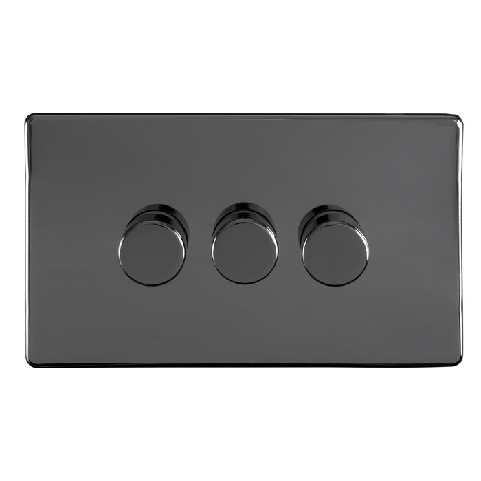 Black nickel triple dimmer switch cut out