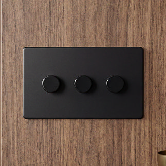 3 Gang Dimmer Switch in Matt Black