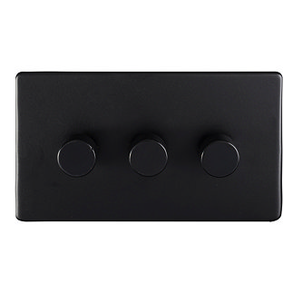 Matt black triple dimmer light switch cut out