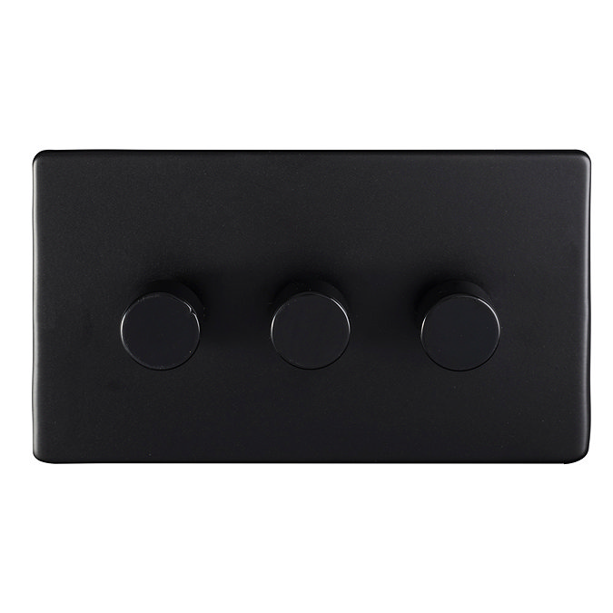 Matt black triple dimmer light switch cut out