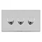 Polished chrome triple dimmer light switch cut out