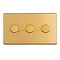 Satin brass triple dimmer light switch cut out