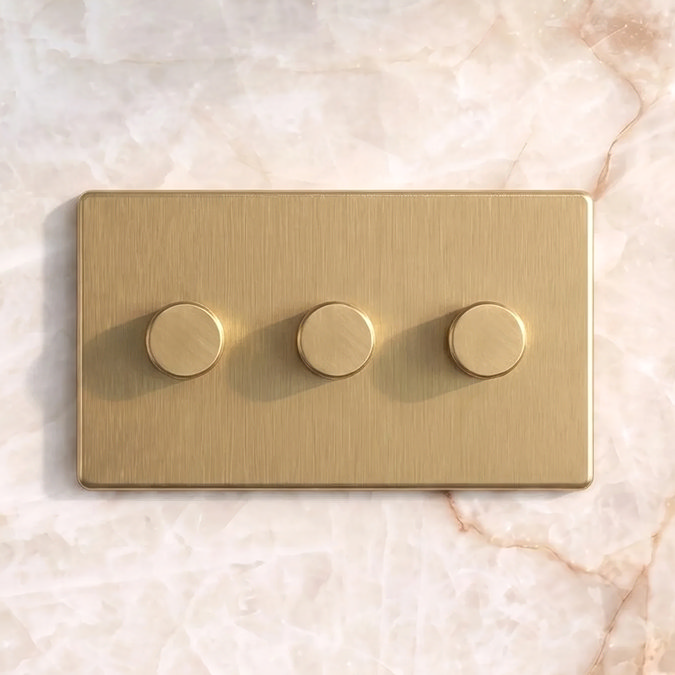 Triple Dimmer Switch Satin Brass Lifestyle
