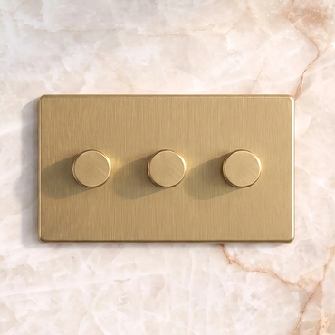 Triple Dimmer Switch Satin Brass Cut Out