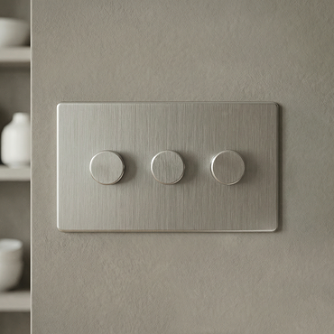 3 Gang Dimmer Switch in Stainless Steel Cut Out