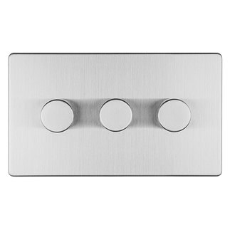 Stainless steel triple dimmer light switch cut out