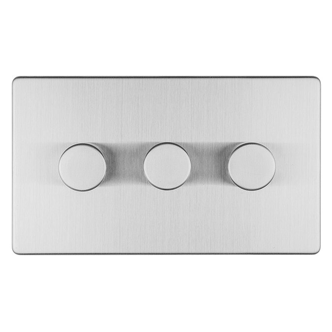 Stainless steel triple dimmer light switch cut out