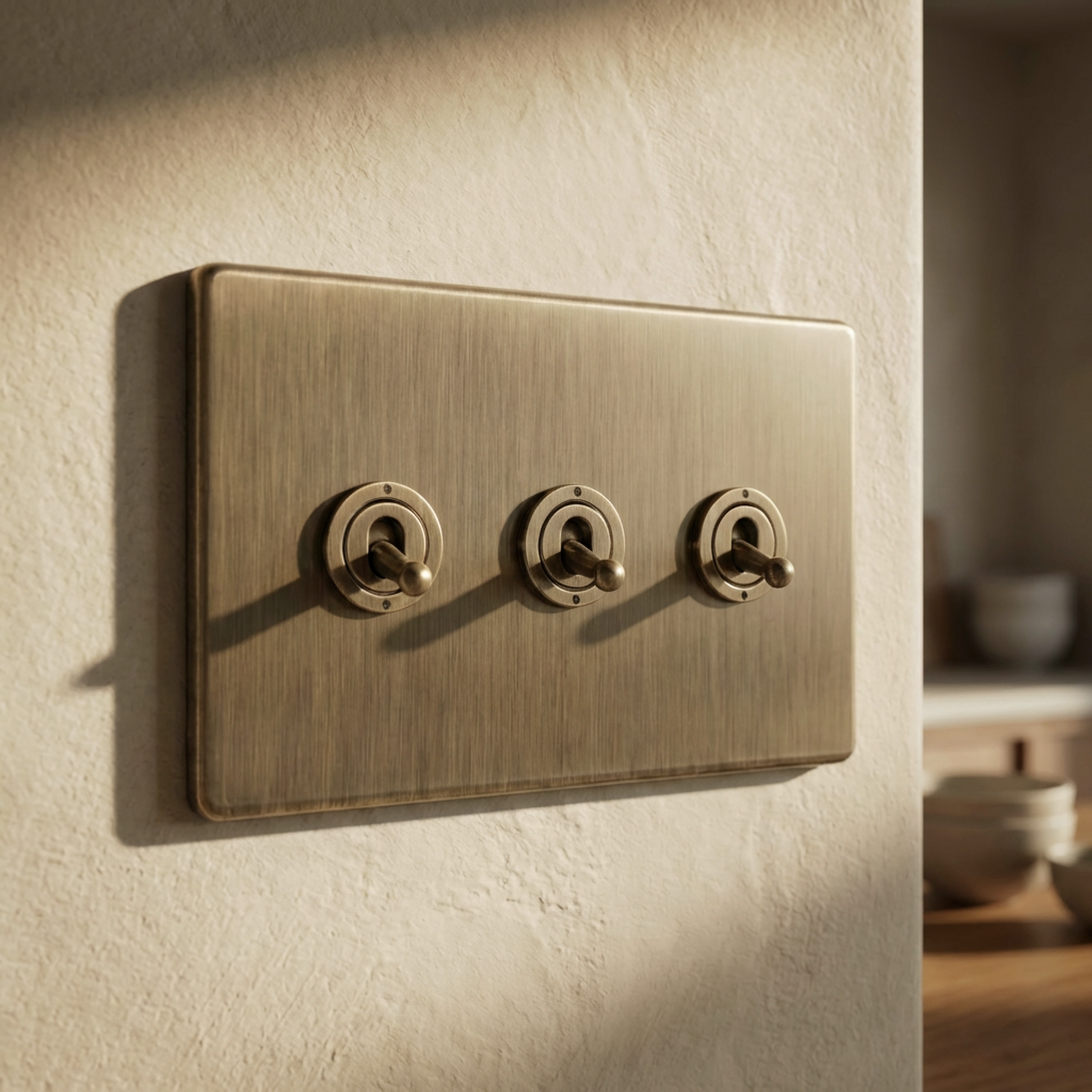 Lyss 20A 2 Way Antique Brass Toggle 3 Gang Light Switch
