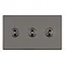Black nickel triple toggle light switch cut out